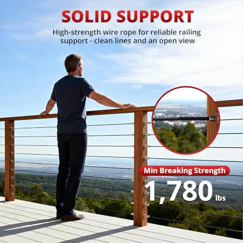 1 8" Black Stainless Steel Cable for Railing 500FT (500FT / 1/8" Black Stainless Steel Cable for Railing)