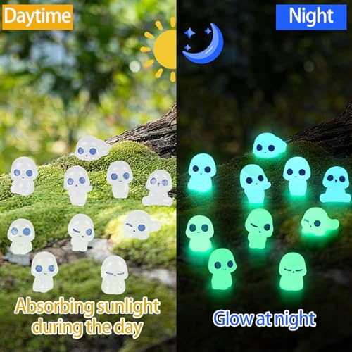 20Pcs Glow in Dark Tree Elves Fairy Luminous Ghost Micro Landscape Accessories Miniature Tree Elves Decoration for Garden Landscape Aquarium Dollhouse Potted Plants Decoration (Cute)