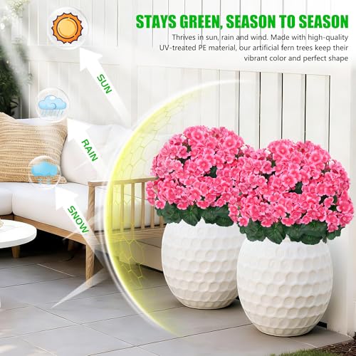 2Pack Artificial Topiary Pink Flower Bushes for Outdoor (Pink Crabapple Blossoms)