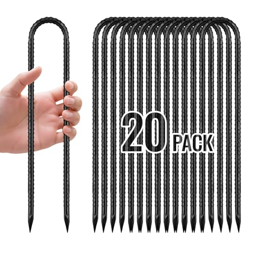 12 Inch Rebar Stakes (20pcs / U-HOOK-Black-6mm)