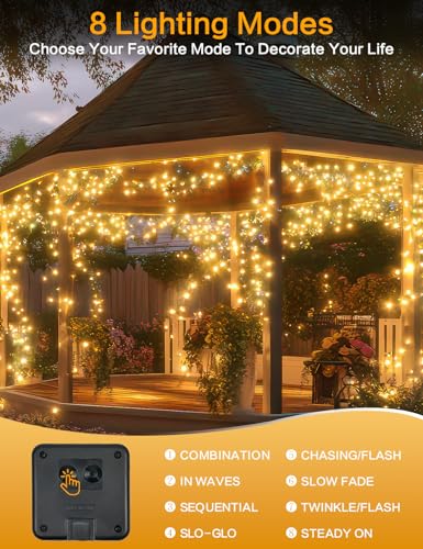 Solar String Lights Outdoor (Warm White / 2 Pack(100LED))