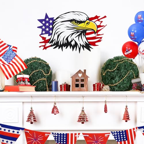 4th of July Independence Day Decor Bald Eagle Metal Wall Art (Bald Eagle)