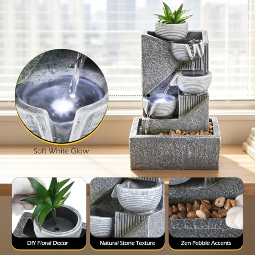 Tabletop Water Fountain Waterfall Fountains Indoor with LED (Style 15)