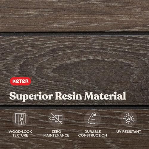 Signature Collection 165 Gallon Resin Deck Box Organization and Storage Box for Patio Outdoor Cushions (Walnut / 165 Gallon)