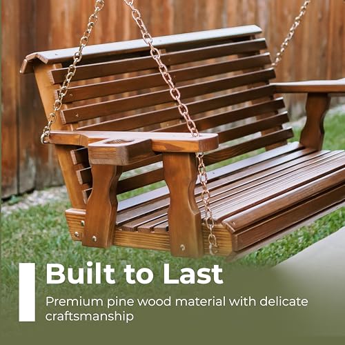Heavy Duty 700 Lb Capacity Porch Swing with Cup Holders