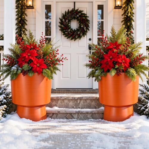 16.8" Planters for Outdoor Plants (16.8"-orange Linear Texture)