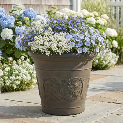 Sunnydaze Arabella 16'' Plastic Planter Pot for Plants (Sable / 16 in)