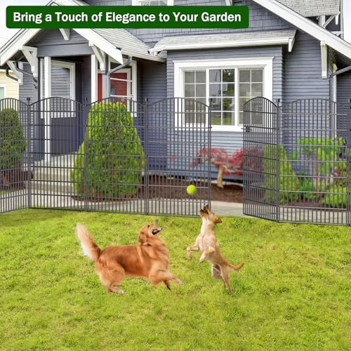 Metal No Dig Garden Fence with Gate 48" H x 11.4'L 5 Panel Dog Barrier (48 in(H) X 13 ft(L))