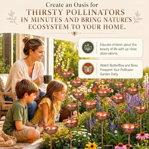 12 Pcs Bee Watering Station for Garden Bee Metal Watering Cups (Copper)
