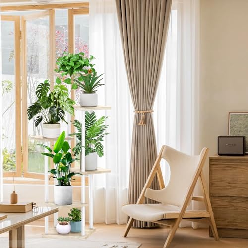 6 Tier Plant Stand Indoor (White+Oak / 6 Tier)