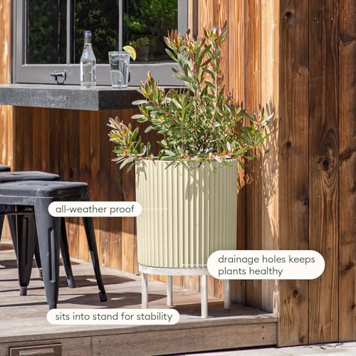 Demi Series Raised Planter (Sand/White / 16 inch - 2 Pack)