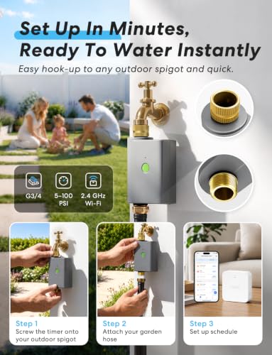 WiFi Water Timer for Garden Hose (Gray / Timer with Hub)