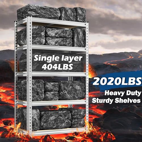 Storage Shelves 2020LBS Garage Shelving Heavy Duty Metal Shelving Adjustable 5 Tier Pantry Shelves for Garage Pantry Closet Kitchen Basement 28" W x 12" D x 59.8" H (28"W x 12"D x 59.8"H)