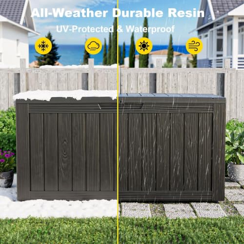 90 Gallon Waterproof Resin Outdoor Storage Box (Black / 91 Gallon)