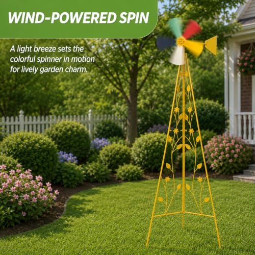 6FT Windmill for Yard Garden Decoration (Yellow)