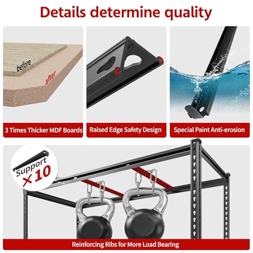 48" W Garage Shelving 3000LBS Storage Shelves 5 Tier Industrial Shelving Adjustable Metal Storage Shelves for Garage (48" W x 72" H x 18" D)