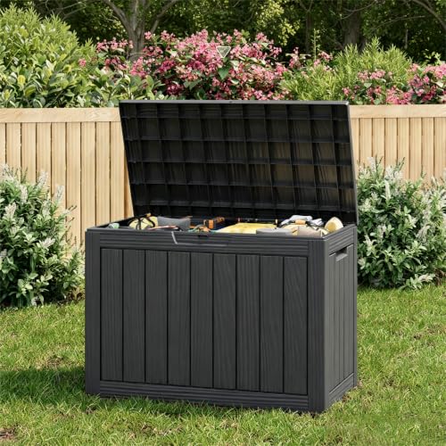 55 Gallon Outdoor Storage Box Waterproof Deck Box for Patio (Black / 55 Gallon)