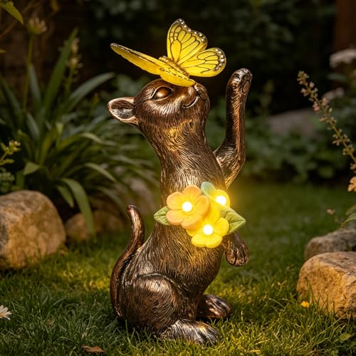 Solar Cat Statue Butterfly Light Weather (Solar Cat Statue)