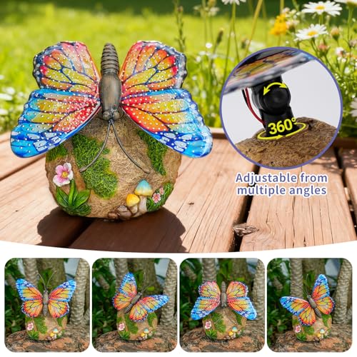 Solar Butterfly Garden Statue Weatherproof Outdoor Hand