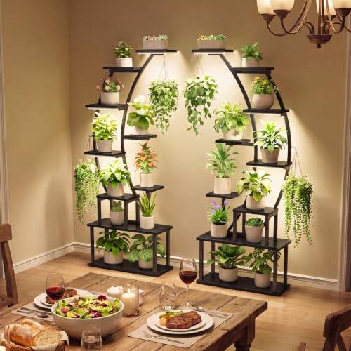 2 Pack Plant Stand Indoor with Grow Lights