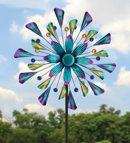 Wind Spinner Outdoor Metal Kinetic Yard Art with Stake (Cones / Medium (70-79 Inch))