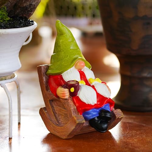 Drinking Coffee Faceless Garden Female Gnome Statue Decoration 6.5" Figurine Ornament for Indoor Outdoor Home Patio Yard Lawn (Female Garden Gnome)
