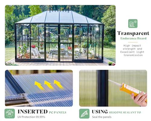 14x9.5x9 FT Hybrid Polycarbonate Greenhouse Quick