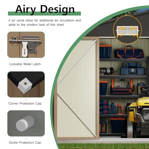 10x12 FT Outdoor Storage Shed (Brown / 10x12 FT)