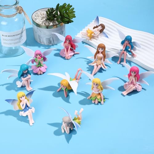 16 Pieces Miniature Fairy Garden Accessories Small Fairy Figurines Hand Painted Fairies Figures Girl Fly Wing Figurines for Car Decor Fairies Garden Flower Pot Birthday Cake Topper (16 Pieces)