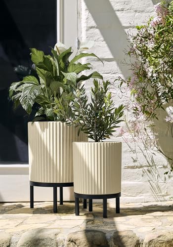 Demi Series Raised Duo Planters (Sand/Black / Bundle - 2 Pack)