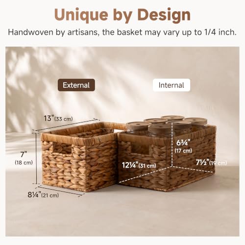 Decorative Baskets (Caramel(Water Hyacinth) / 2x 13"L x 8¼"W x 7"H)