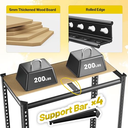 4 Tier Garage Shelving (15.7"D × 31.5"W × 48"H)