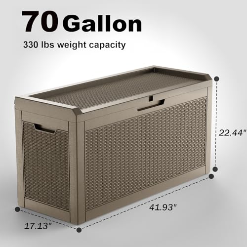 70Gal Outdoor Storage Box Waterproof Lockable Deck Box (Grey / 70 Gallon)