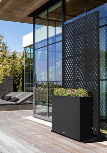 Block Series Span Planter + Arrow Privacy Screen Set (Black / Bundle with Screen Set - Arrow Pattern)