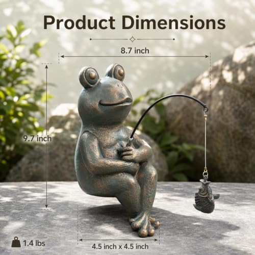 Frog Fishing Statue Garden Decor (Frog-gold Copper)