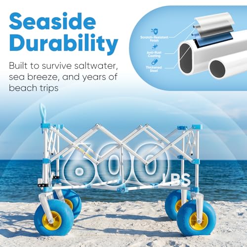 Heavy Duty Beach Wagon with 9" Big Sand (Turquoise)