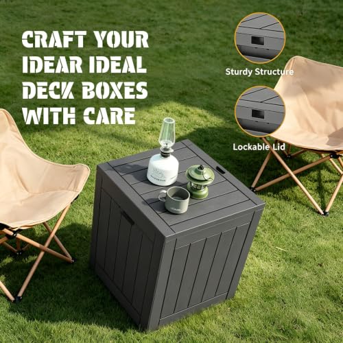 33 Gal Outdoor Storage Box Waterproof Lockable (33 Gallon / Charcoal Black)
