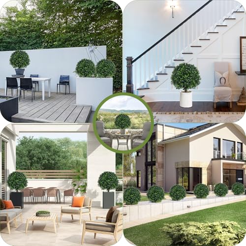 2 Pack UV Resistant Artificial Boxwood Plants Outdoor Topiary (Boxwood)