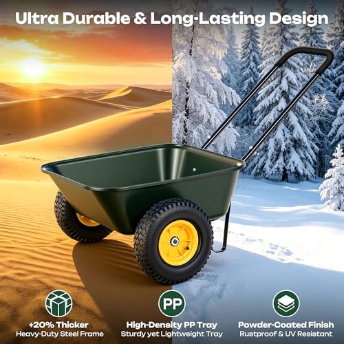 Autodaya 2 Wheel Wheelbarrow (132lb|green-3 Cu Ft)