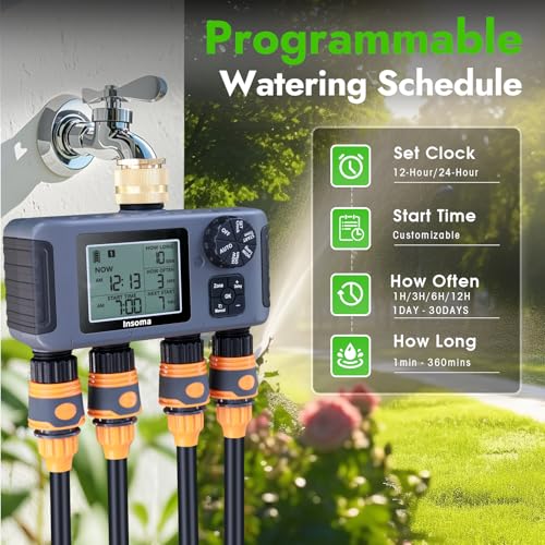 Water Timer with Brass Inlet (Black / 4 Outlets)