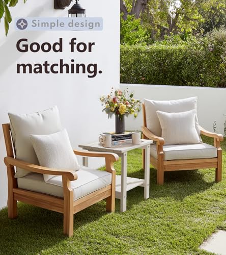 Outdoor Side Table (White / Square 2-Tier)