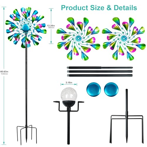 Solar Wind Spinner Outdoor Metal (Peacock Green)