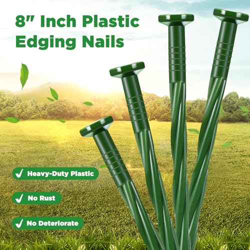 50 Pcs 8 Inch Green Landscape Edging Stakes (Green / 8 Inch)