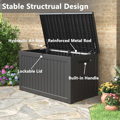 280 Gallon Outdoor Storage Box Waterproof Deck Box for Patio (Black / 280 Gallon)