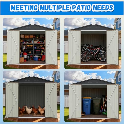 8x8FT Outdoor Storage Shed (8x8 / Brown)