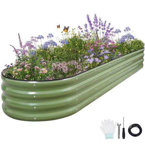 Galvanized Raised Garden Bed Outdoor (Green / 8x2x1ft)