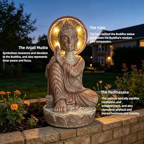 11.5in buddha statue outdoor (Rustic Sandstone)