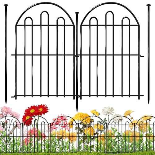 10 Pack Decorative Garden Fence (Black / 10 Panels, 26in x 10.8ft)