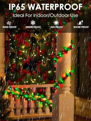 Solar Christmas Lights Outdoor 4 Pack 132FT 400 LED String Lights Red Green (Red and Green / 4 pack)