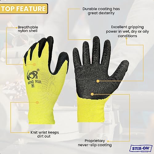 20 Pairs Neon Green Medium Work Gloves (Medium (Pack of 20 Pairs) / Neon Green)